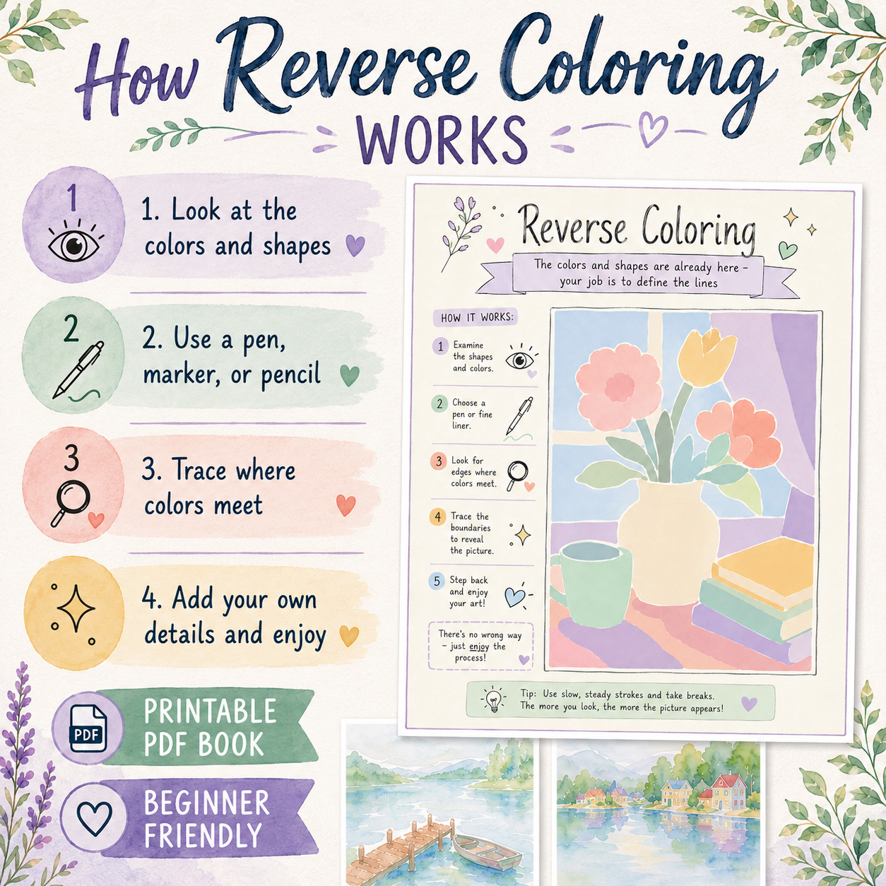 Outdoor Serenity Reverse Coloring Printable Book