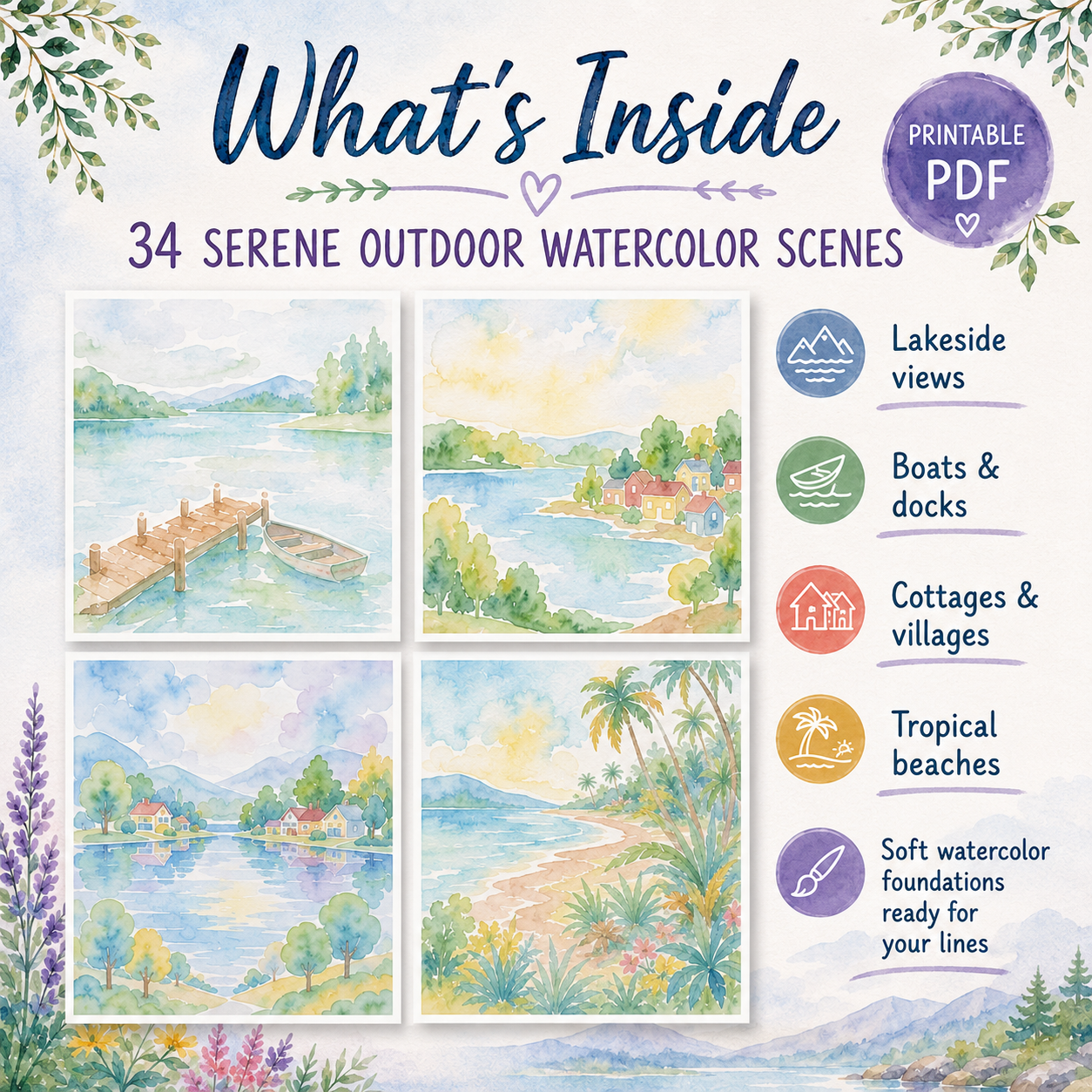 Outdoor Serenity Reverse Coloring Printable Book