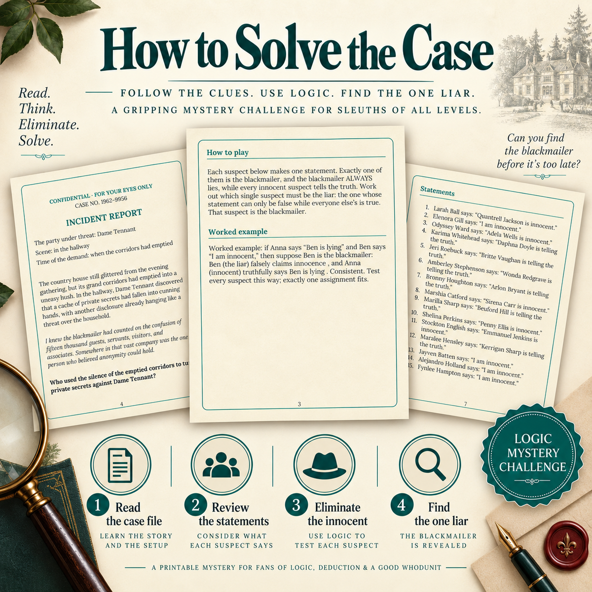 Find the Blackmailer, Digital PDF Puzzle Book