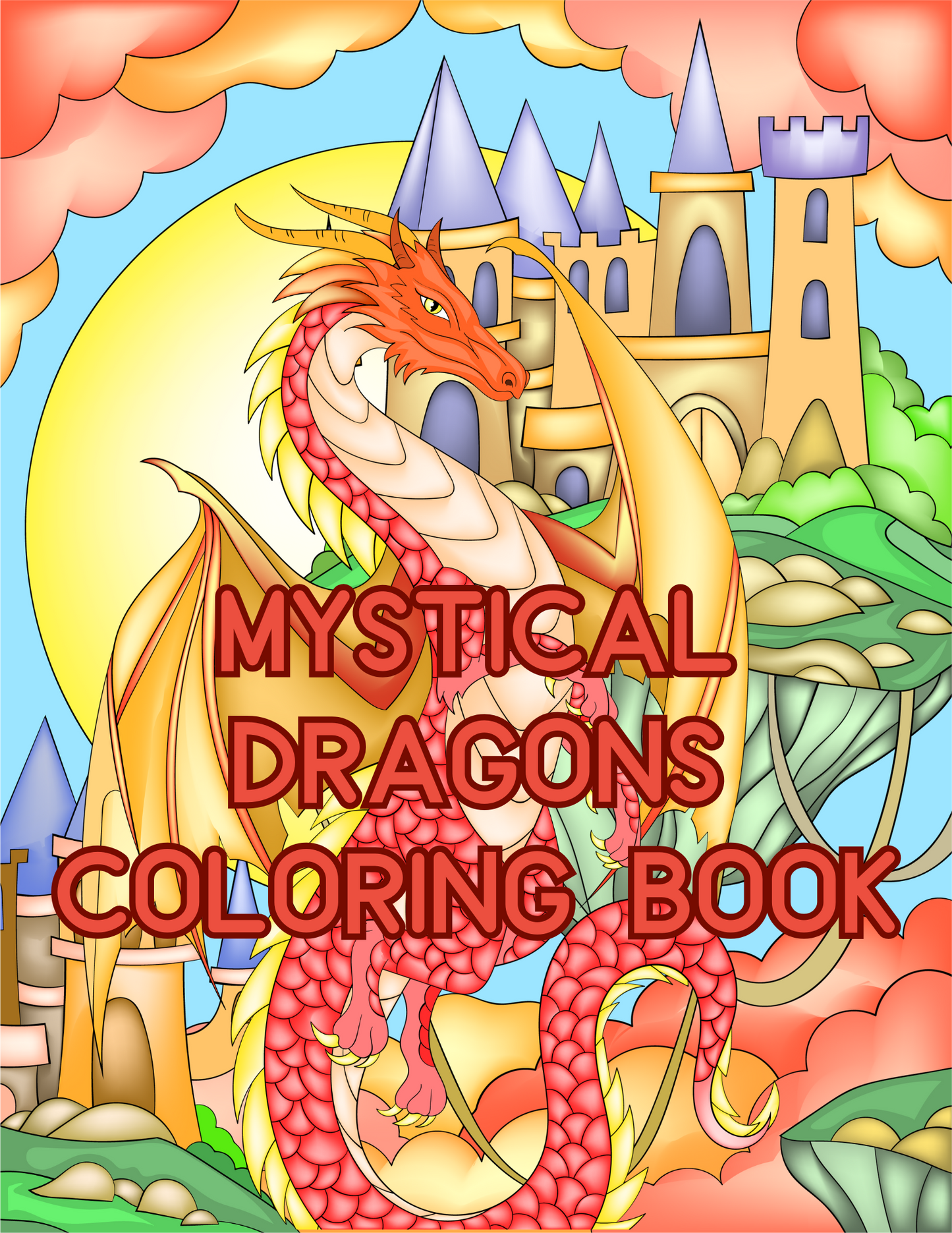 Mystical Dragons Coloring Book for Boys | 34 Beautiful Fantasy Pages of Medieval Scenes and Dragons | Instant PDF Download