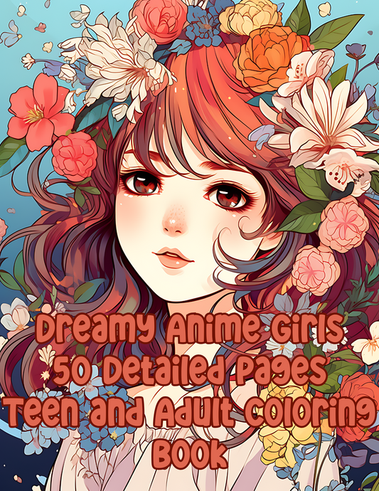 Dreamy Anime Girls Coloring Pages | Printable Coloring Pages | Instant Download PDF | Grown-up Coloring Page | Coloring Pages for Adults