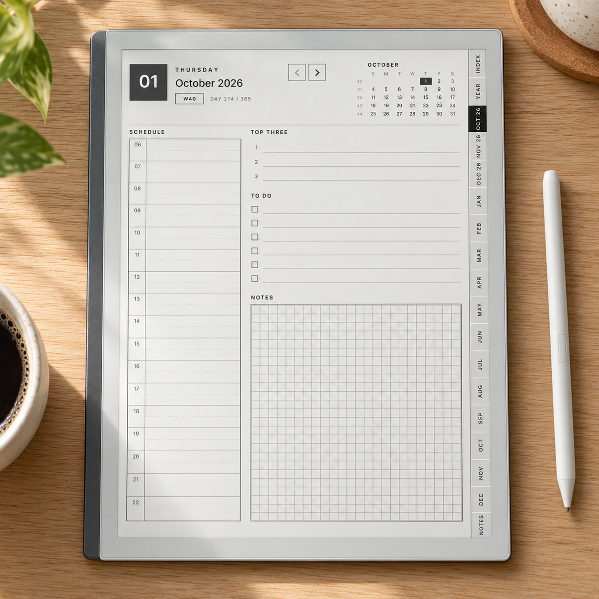 2026–2027 reMarkable Paper Pure Planner | 15-Month Daily & Weekly Digital Planner