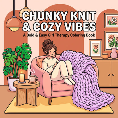 Cozy Girl Coloring Book for Adults & Teens – Chunky Knit & Cozy Vibes | Bold and Easy Paperback Coloring Book