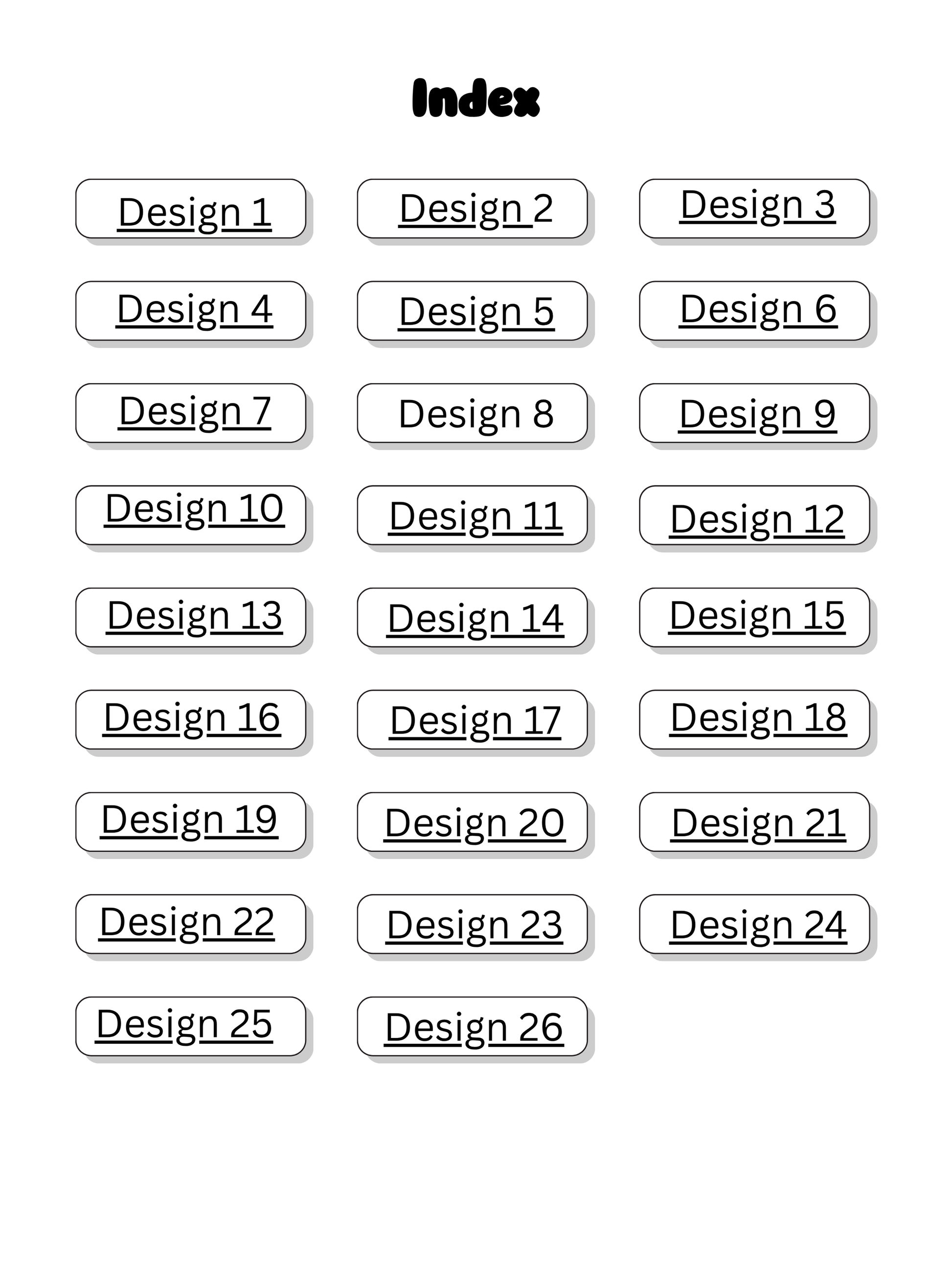 Index card with 'Design' labels arranged in a grid on a white background