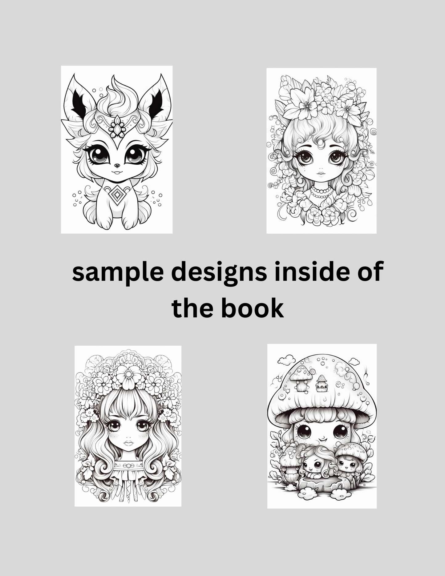 Kawaii Dreamy Fantasy Coloring Book 33 Detailed Designs, PDF Instant Download