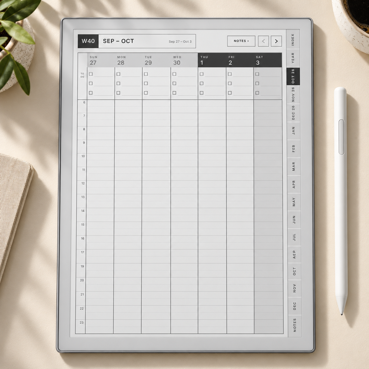 2026–2027 reMarkable Paper Pure Planner | 15-Month Daily & Weekly Digital Planner