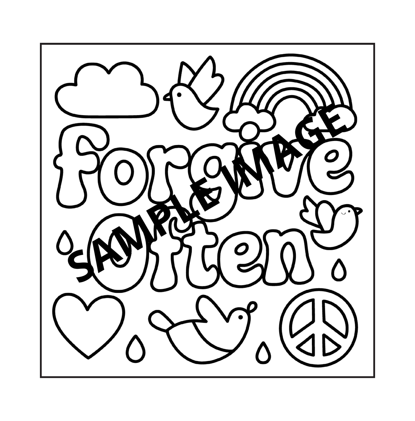 Bold and Easy Inspirational Positive Words Coloring Book | 30 Adorable Quote Designs | Instant PDF Digital Download