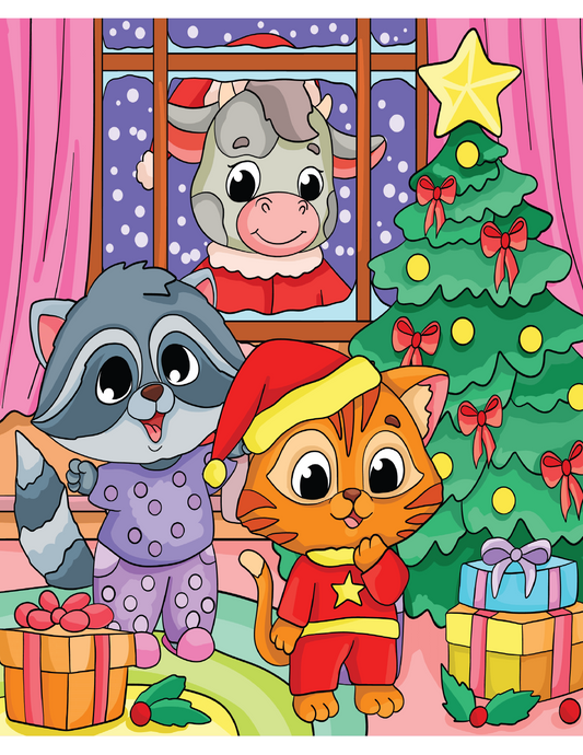 Furry Christmas Friends Coloring Book | 35 Holiday Festive Cozy Designs | Instant PDF Digital Download
