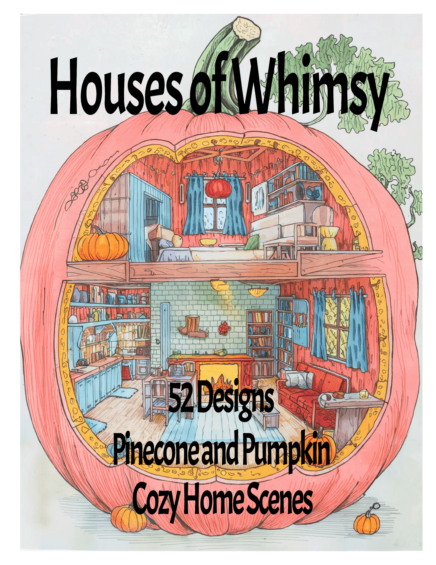 Houses of Whimsy Coloring Book, Fantasy House Coloring, Relaxing Coloring, Instant Download, Grayscale Coloring, Printable PDF