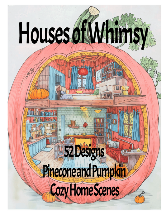 Houses of Whimsy Coloring Book, Fantasy House Coloring, Relaxing Coloring, Instant Download, Grayscale Coloring, Printable PDF