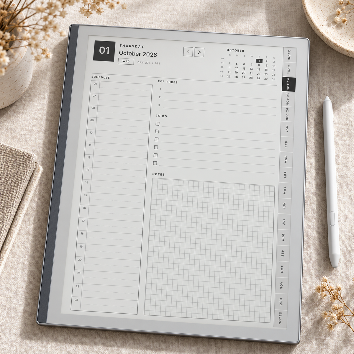 2026–2027 reMarkable Paper Pure Planner | 15-Month Daily & Weekly Digital Planner