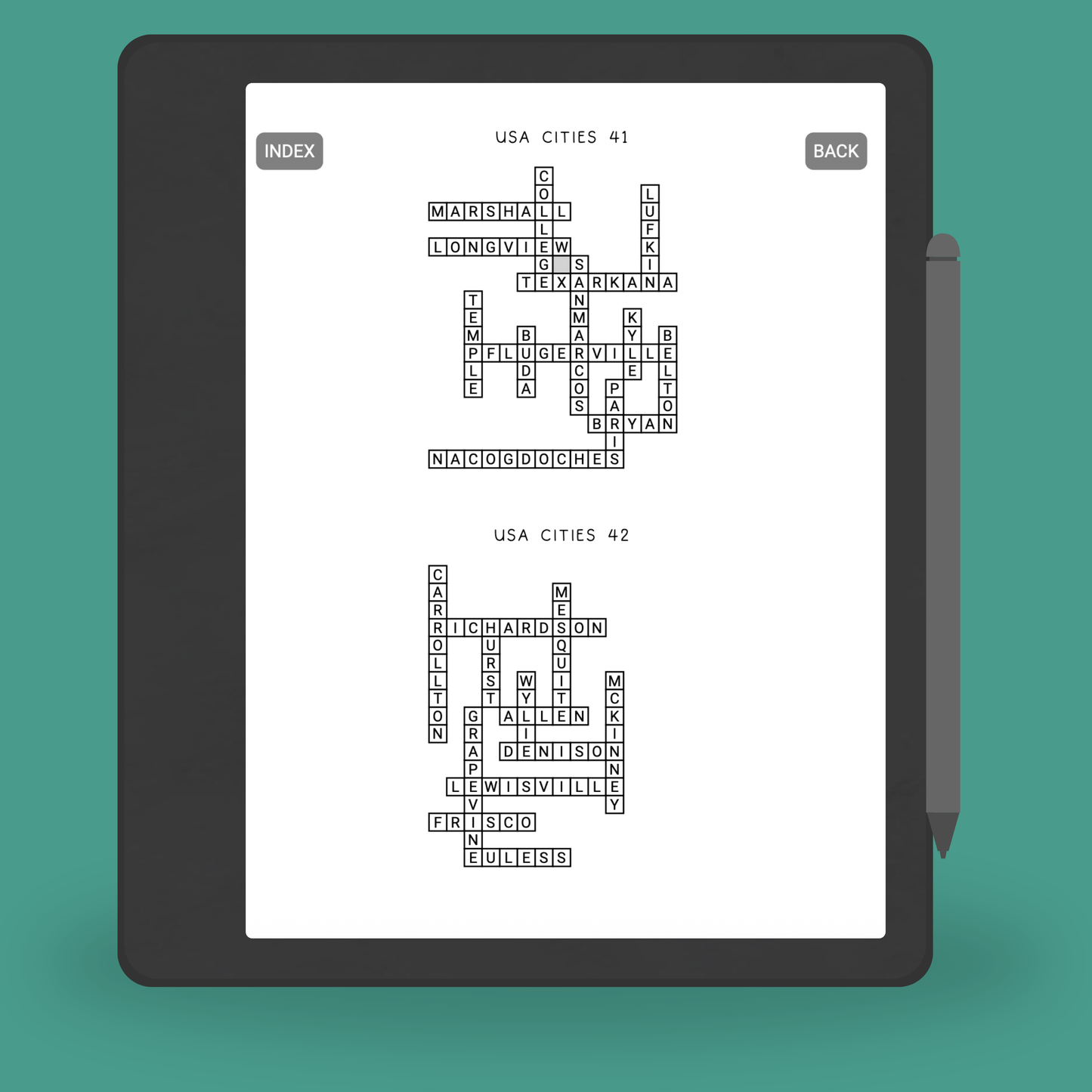 Kindle Scribe Word Fill-In Puzzles for Adults American Places