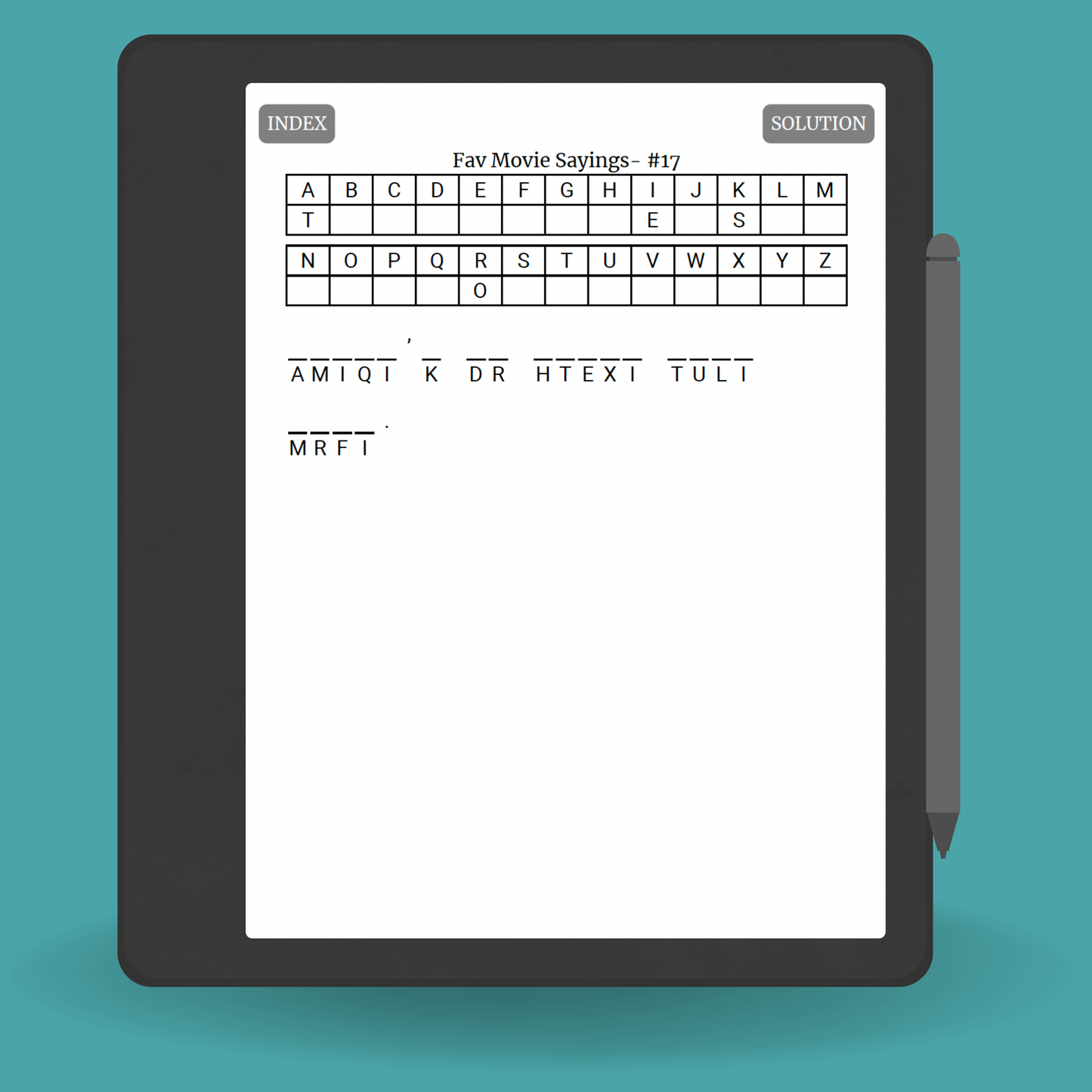 Movie Quote Cryptograms for Kindle Scribe