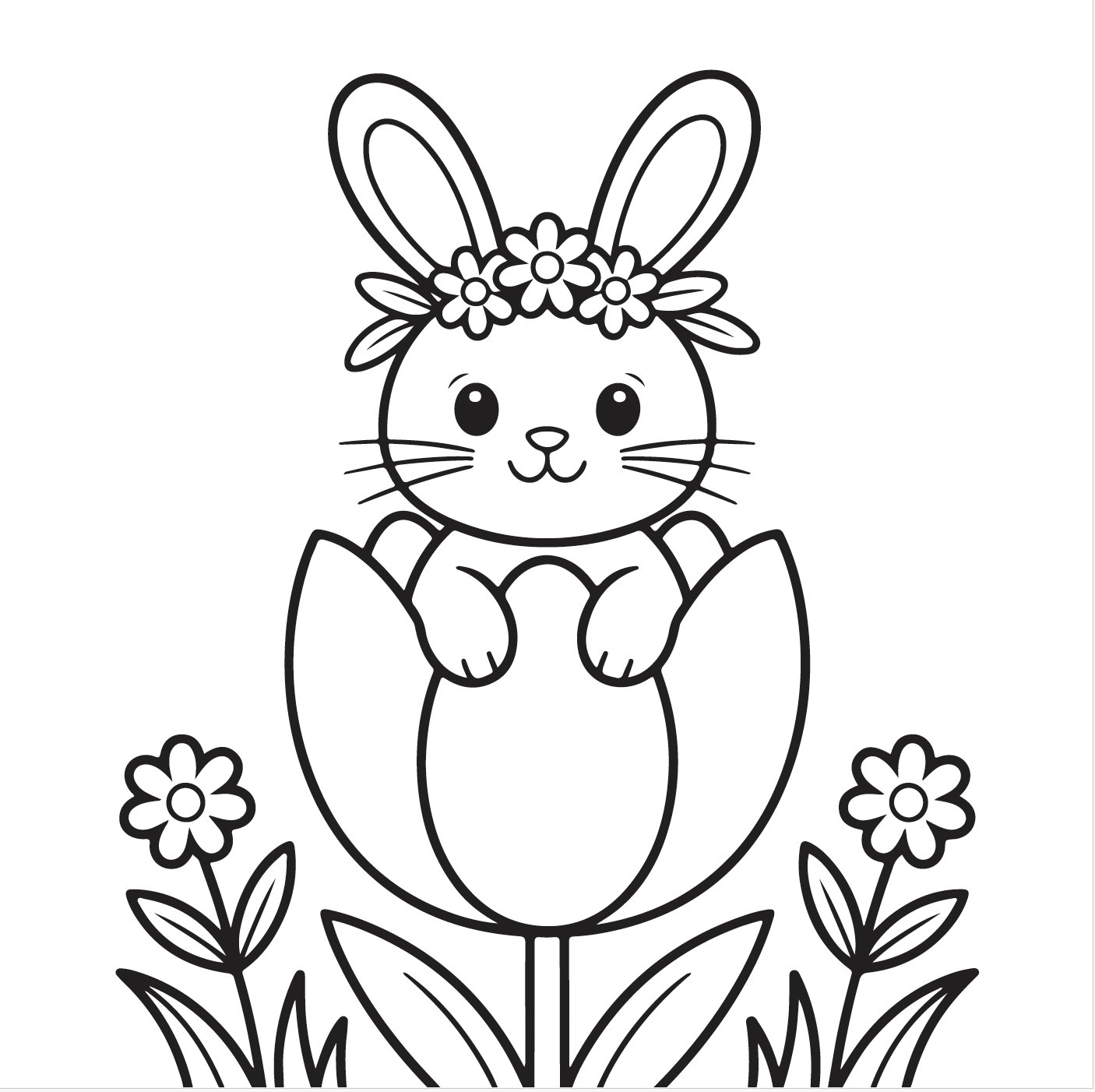 Bold and Easy Cozy Easter Spring Coloring Book for Kids | 45Adorable Animal Friends Coloring Pages | Printable PDF Digital Download