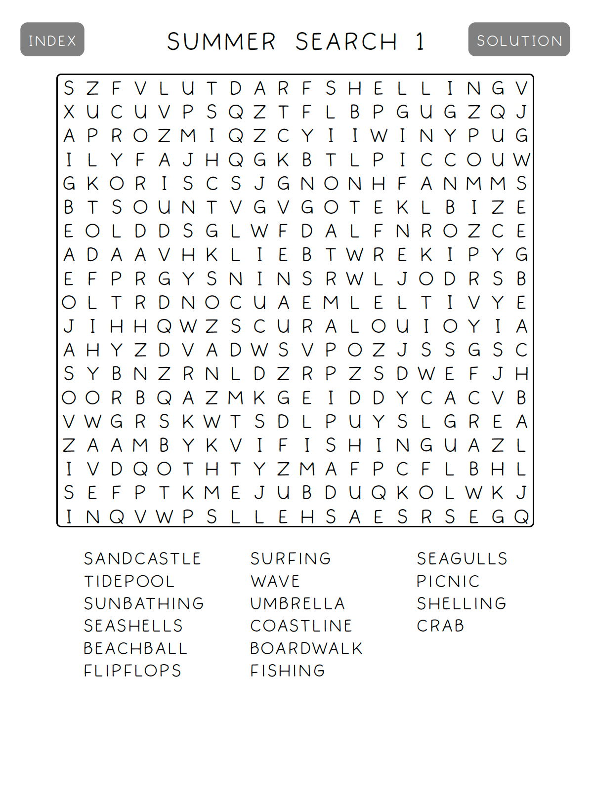 Interior puzzle preview from 'Summer Word Search for Kindle Scribe' — digital puzzle book by Lillian Jacobs