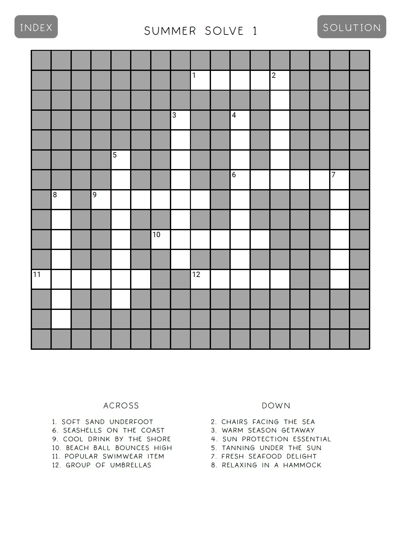 Interior puzzle preview from 'Summer Crosswords for Kindle Scribe' — digital puzzle book by Lillian Jacobs