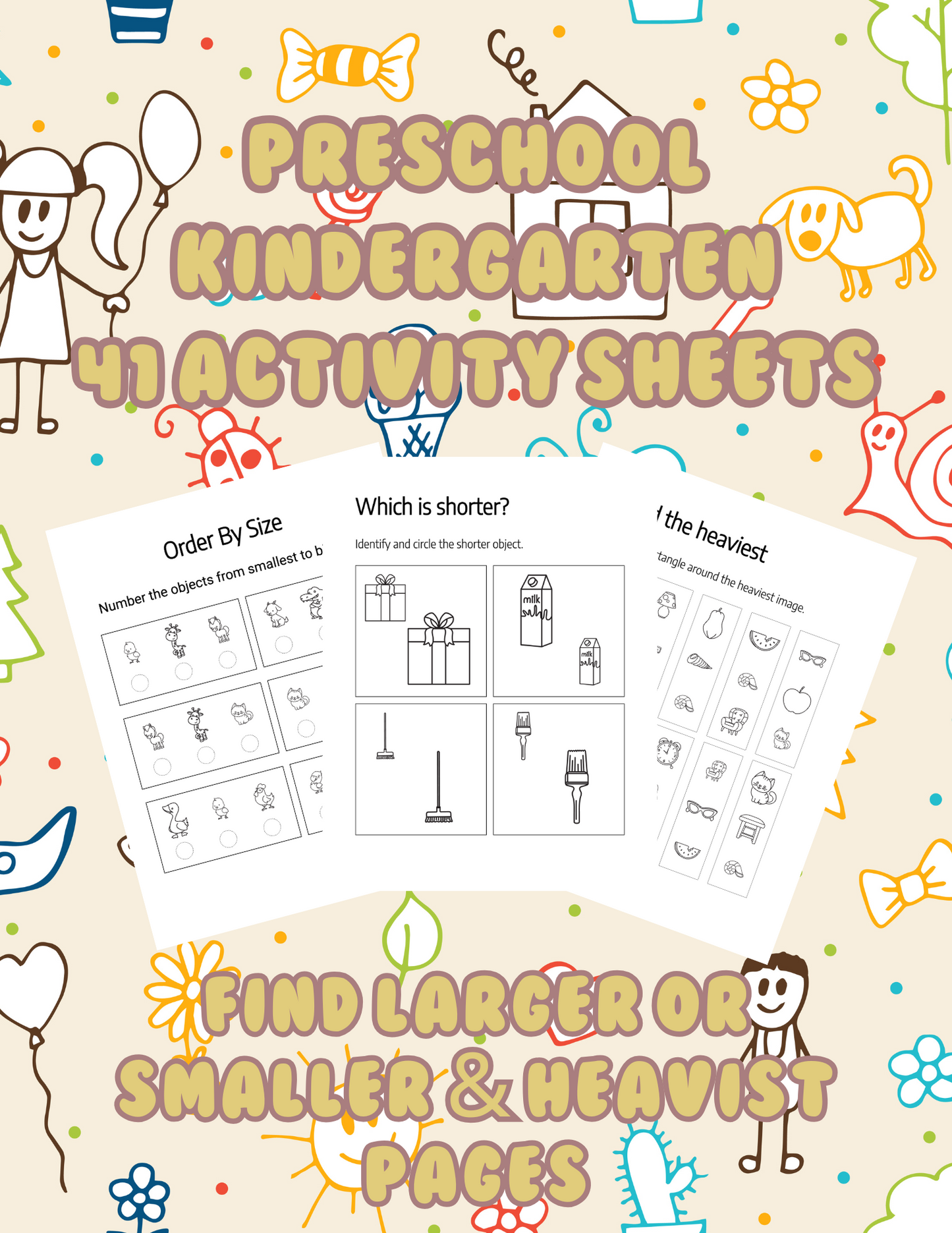 Kindergarten Activity Book for Size and Dimension Learning | Homeschool Ordering Patterns for Kids Elementary Ages | Printable PDF Download