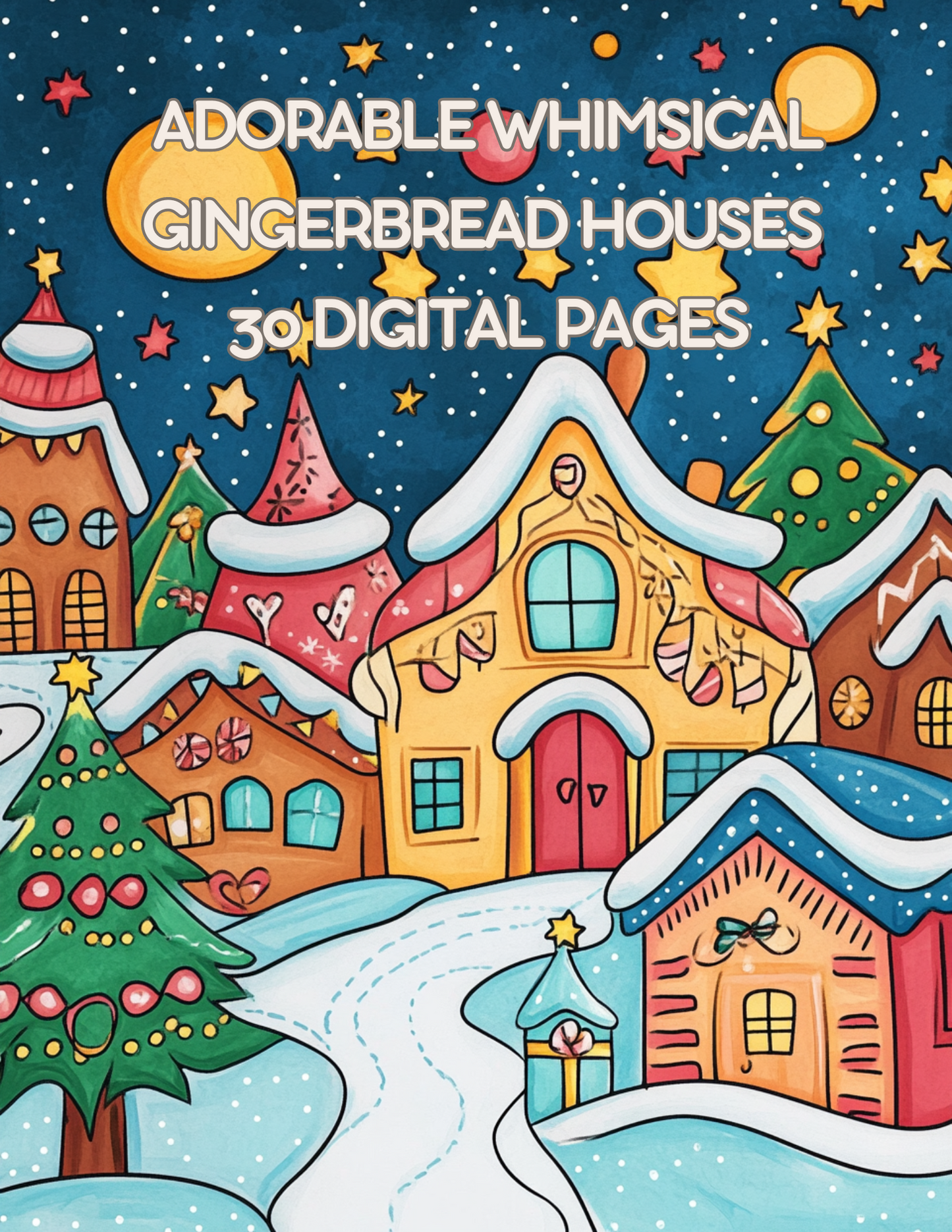 Adorable Whimsical Gingerbread Houses | 30 Bold and Easy Designs Coloring Book for Kids and Adults