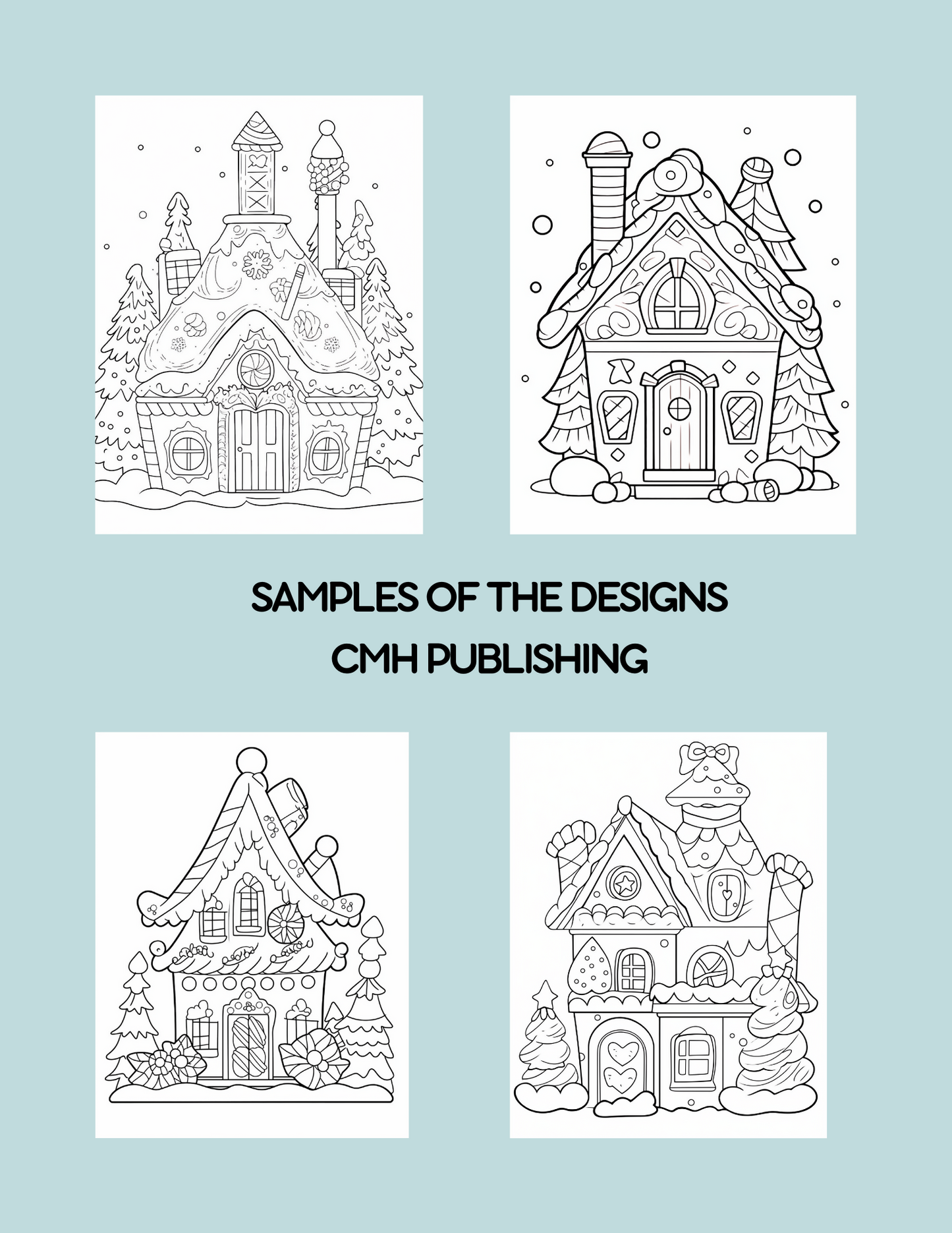 Adorable Whimsical Gingerbread Houses | 30 Bold and Easy Designs Coloring Book for Kids and Adults