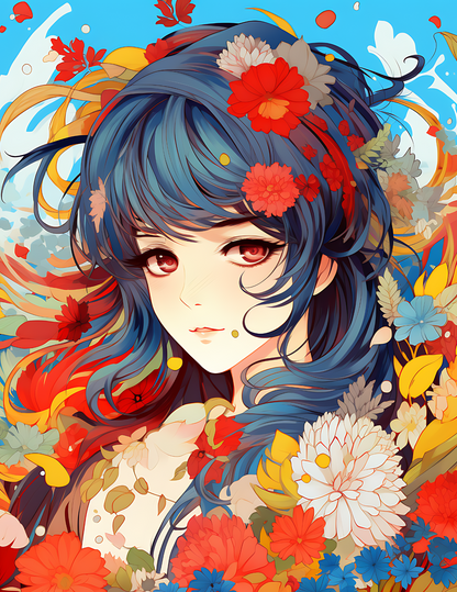 Beautiful Anime Girls, 5 Coloring Pages | PDF Digital Download
