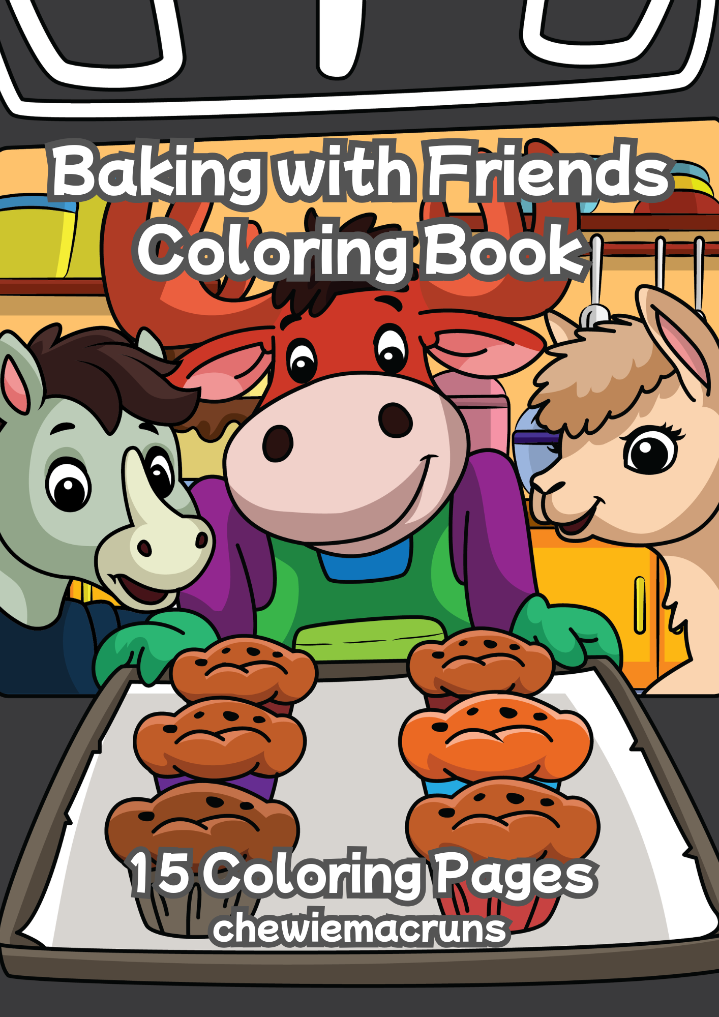 Baking Friends Kids Coloring Book | 15 Fun Coloring Pages of Friends Baking | Printable PDF Instant Download