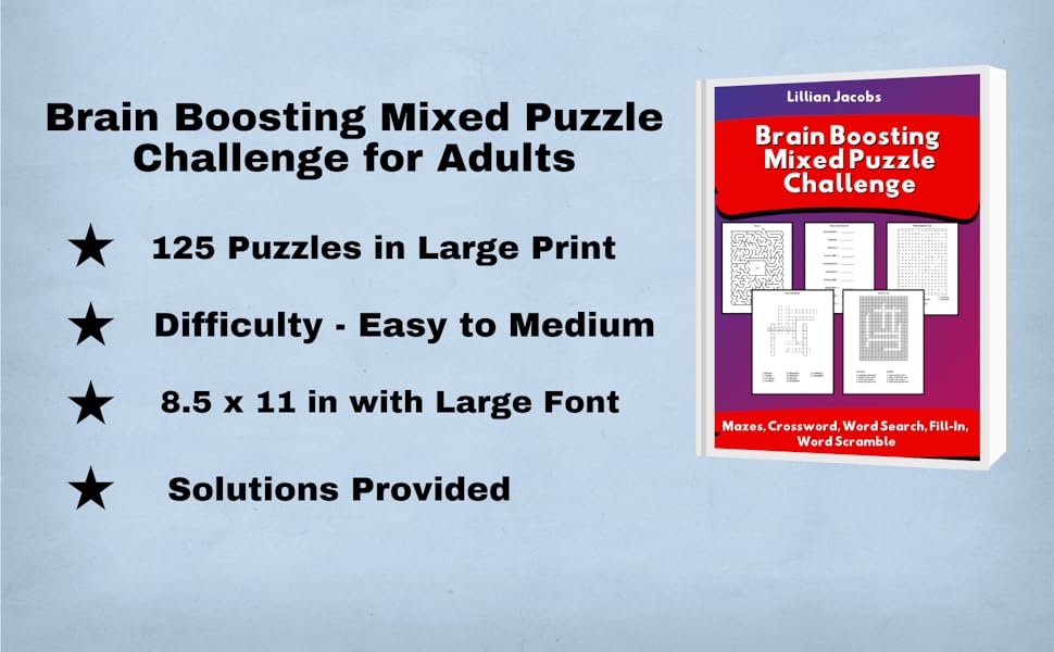 Brain Boosting Mixed Puzzle Challenge for Adults Large Print