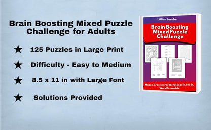 Brain Boosting Mixed Puzzle Challenge for Adults Large Print