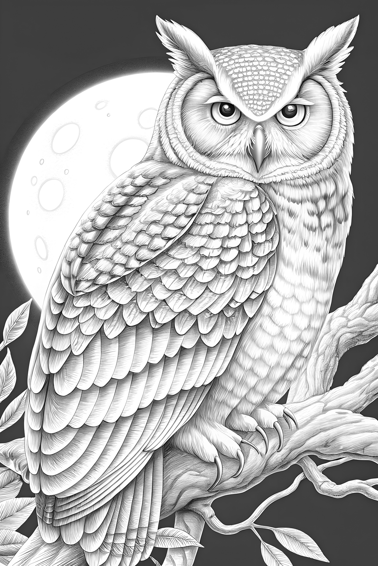 Predators at Night: Grayscale PDF Coloring for Teens & Adults