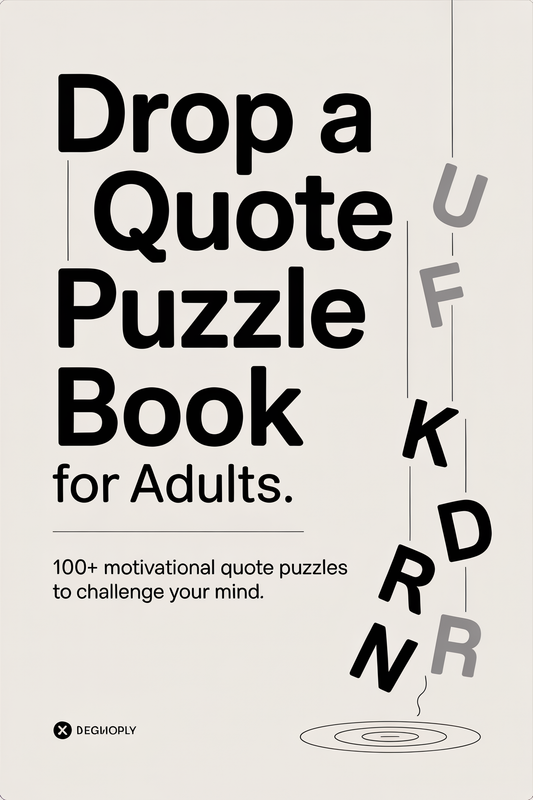 Drop a Quote Puzzle Book for Adults, Digital Game PDF for Kindle Scribe