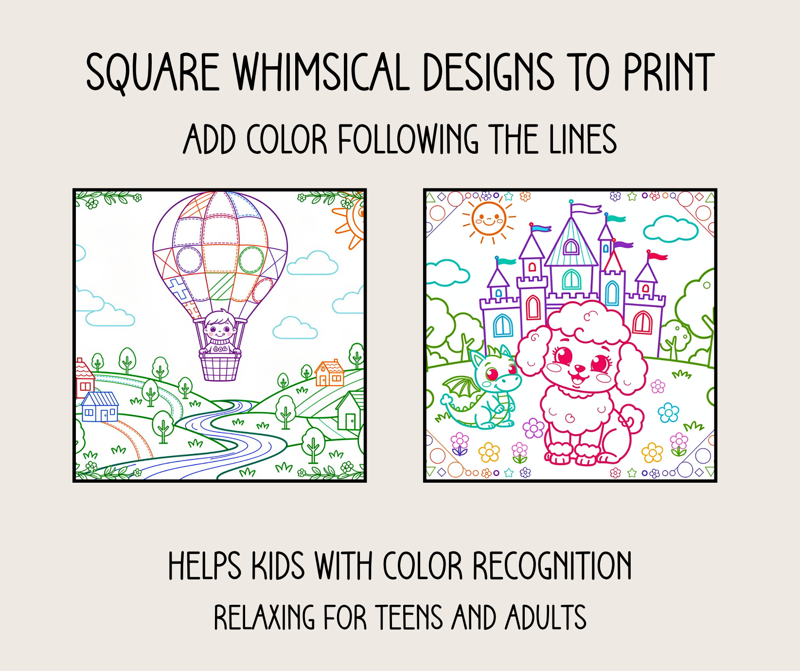 Interior preview pages from 'Color by Line Adventures for Kids' — printable digital PDF coloring book by CMH Publishing