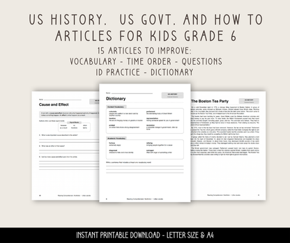 6th Grade Reading Comprehension Worksheets Vol 3, ELA Passages