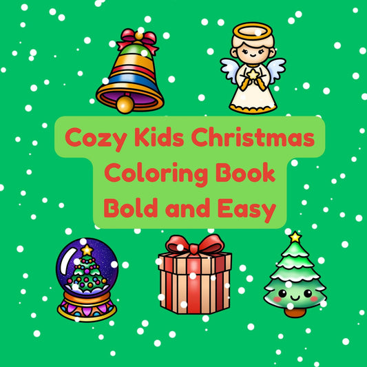 Cozy Kids Christmas Coloring Book | Set of 30 Bold and Easy Coloring Pages | PDF Instant Download