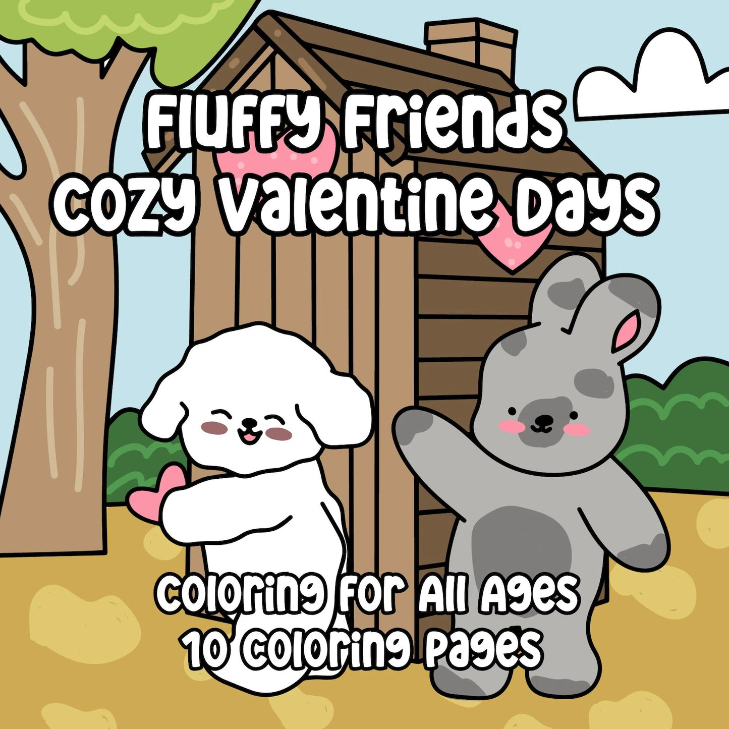 Fluffy Friends Cozy Valentine's Day Coloring Pages | 10 Bold and Easy Coloring Sheets for Fun Relaxation | Hand Drawn Instant PDF Download