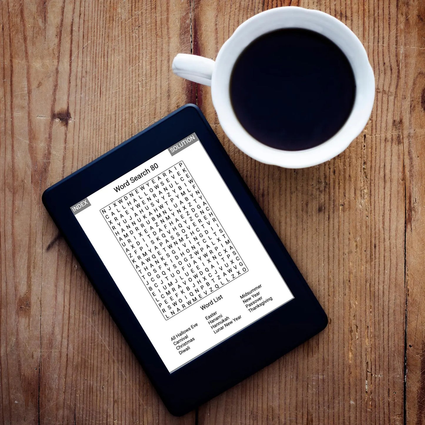 52 Kindle Scribe Word Search Puzzles, Random Topics with Hyperlinked PDF