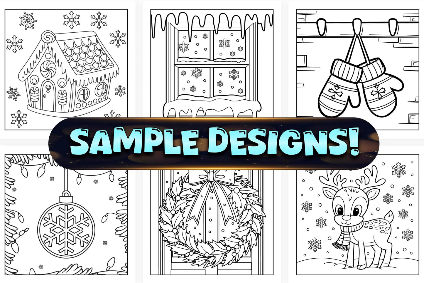 Bold and Easy Winter Coloring Book | 60 Unique Designs | PDF Digital Download