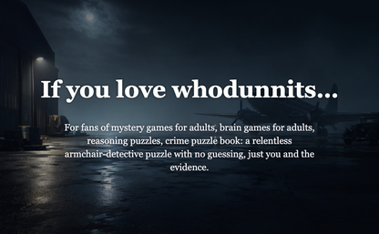 Dark moody promotional graphic with the text 'If you love whodunnits.