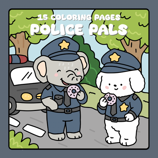 Cozy Police Pals Coloring Pages, Digital PDF