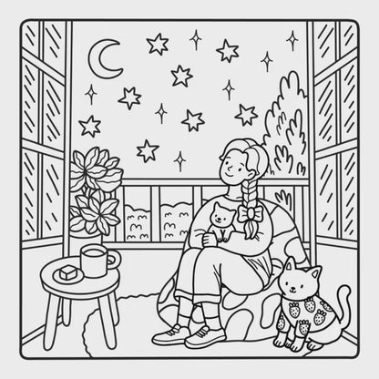 Relaxing Cozy Girl Summer Moments Coloring Book