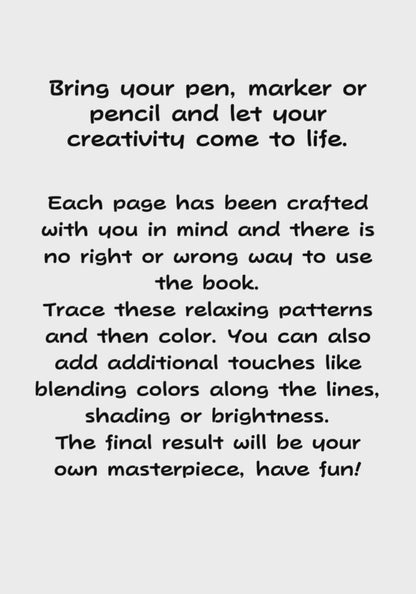 Trace Relax and Color Coloring Book: 40 Mandala and Beautiful Patterns, Mindfulness Tracing to Reduce Stress Art Book