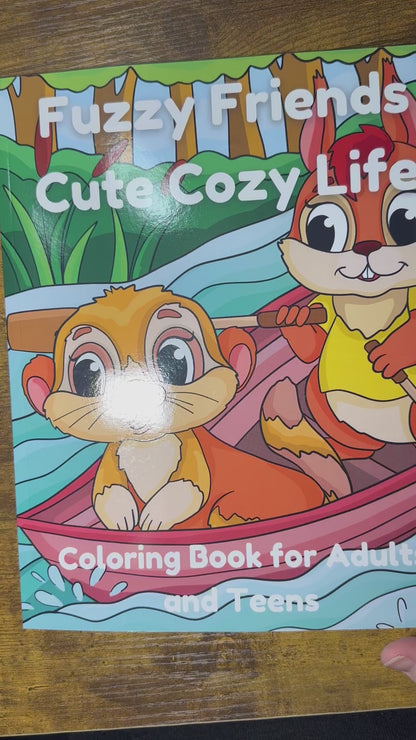 Fuzzy Friends Cute Cozy Life: Coloring Book for Adults and Teens