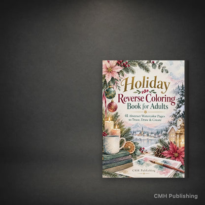 Holiday Reverse Coloring Book for Adults: 41 Abstract Watercolor Pages to Trace, Draw & Create