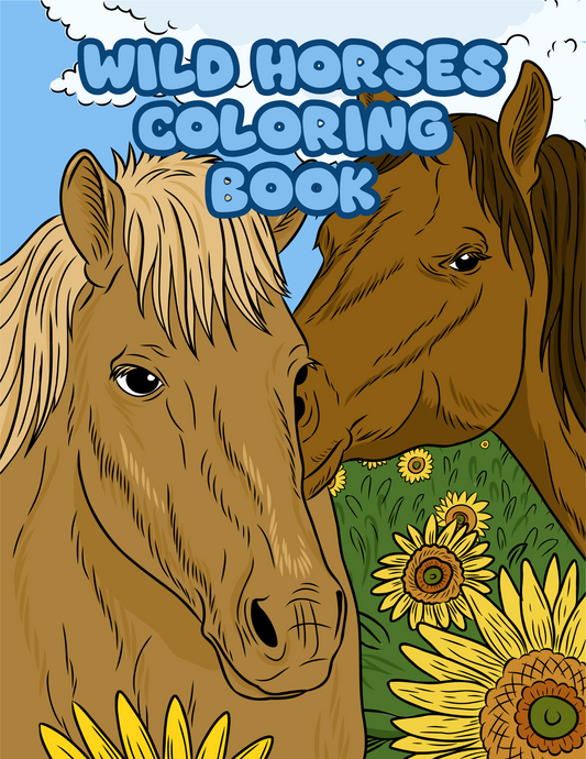 Wild Horses Coloring Pages for Teens and Adults | 11 pages of Serene Majestic Horses | Instant Digital Download Printable PDF Coloring