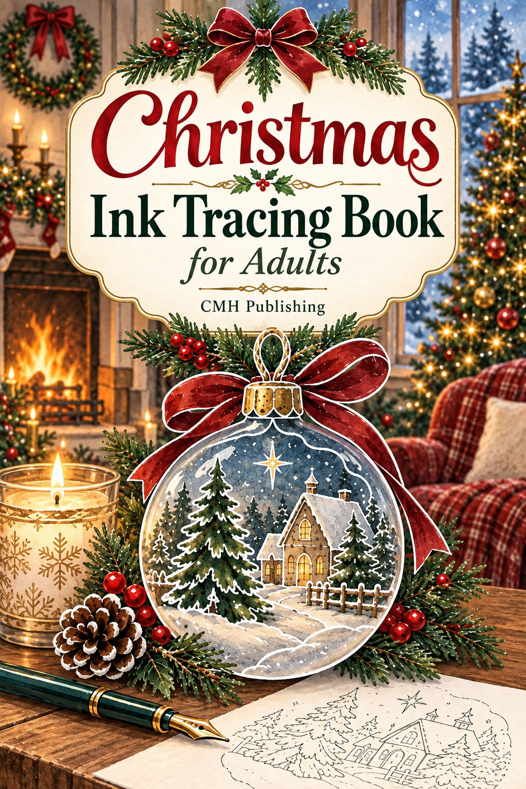 Christmas Ink Tracing Book for Adults