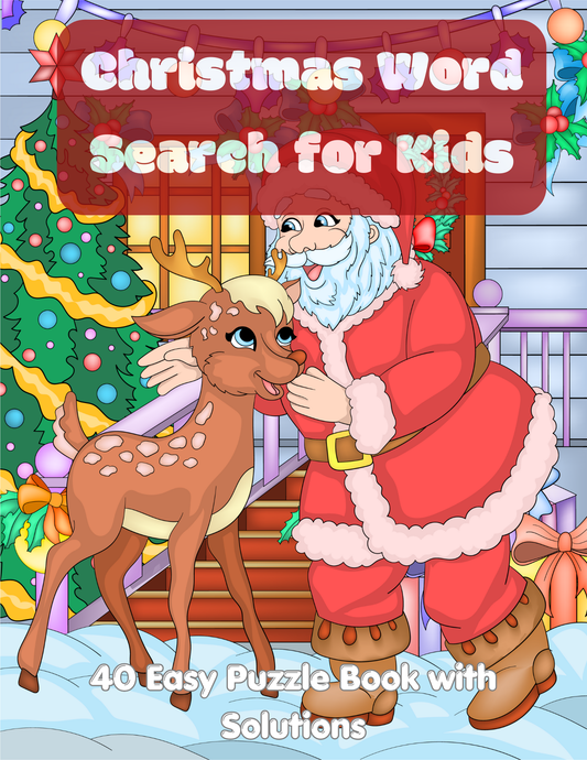 Christmas Word Search Book for Kids Ages 6-10 | 40 Easy Puzzles | Instant PDF Download